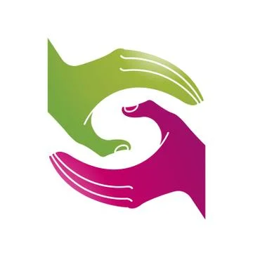 Two hands form letter s in color Illustrazione stock