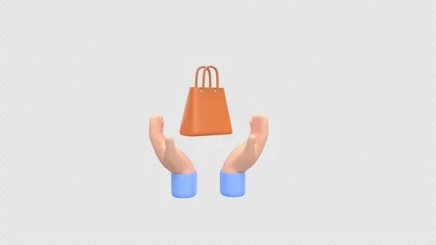 Two hands gently present a shopping bag, symbolizing online shopping, ecomm.. Stock Footage 310602504