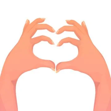 Two hands in gesture heart shape, arms as a sign love in cartoon style isolated Stock Illustration