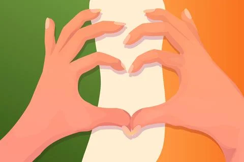 Two hands in gesture heart shape, arms as a sign love in cartoon style Illustrazione stock