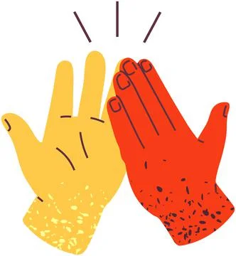 Two hands give high five, clap each other for great work. Gesture as symbol of Stock Illustration