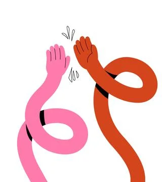 Two hands giving a high five. Vector illustration of teamwork, partnership,.. Stock Illustration