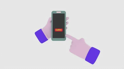 Two hands grasp a smartphone pay bill with mobile and confirm concept 3d an.. Stock Footage 297648956