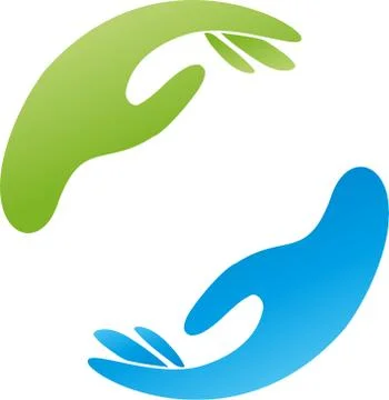 Two hands, hands and helper logo Stock Illustration
