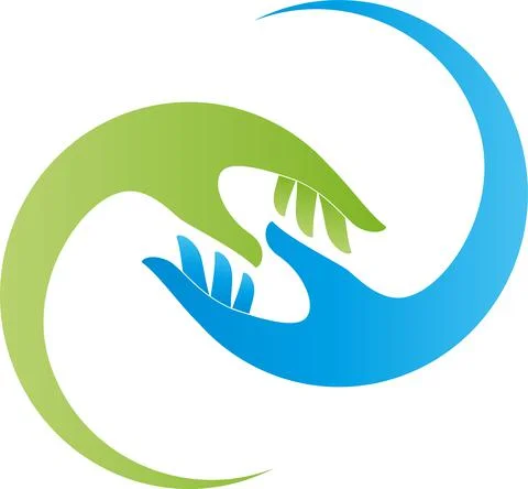 Two hands, hands, physiotherapy, occupational therapy, logo Stock Illustration