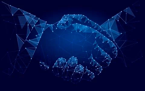 Two hands handshake polygonal low poly contract Stock-Illustration