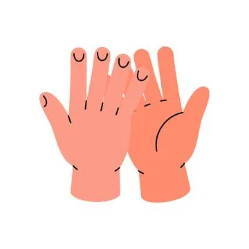 Two hands high fiving. Friendly vector gesture symbolizing greeting, celebration Illustrazione stock