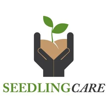 Two hands hold soil sprouting plant Stock Illustration