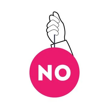 Two hands hold two Yes or No tables. Make a choice yes or no. Line vector Stock Illustration