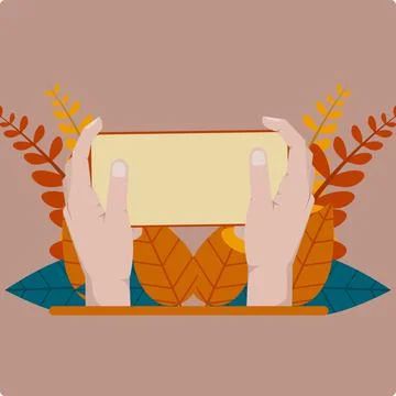 Two Hands holding and using smart phone with blank screen Stock Illustration