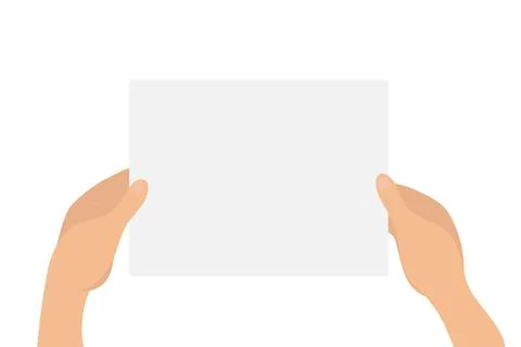 Two hands holding a blank paper page poster or placard. Frame for your text 库存插图