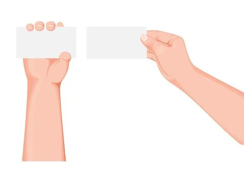 Two Hands Holding a Card or Empty Paper on White Background. Ilustração Stock