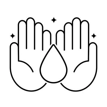 Two hands holding a drop of soap, glistening with purity. Stock Illustration