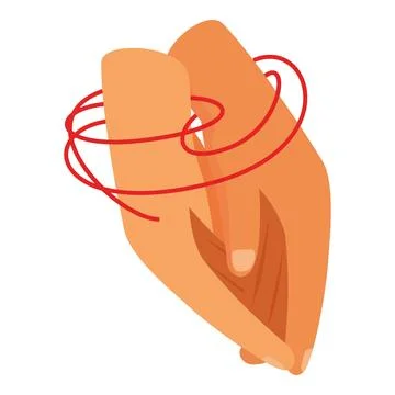 Two hands holding each other connected by red string of fate Stock Illustration