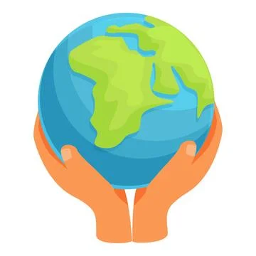 Two hands holding earth globe showing africa and south america continents Stock Illustration