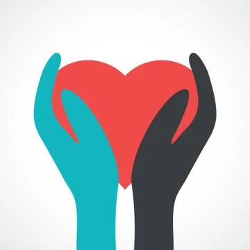 Two hands holding heart. Stock Illustration