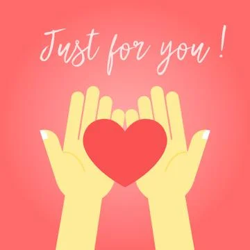 Two hands holding the heart Stock Illustration