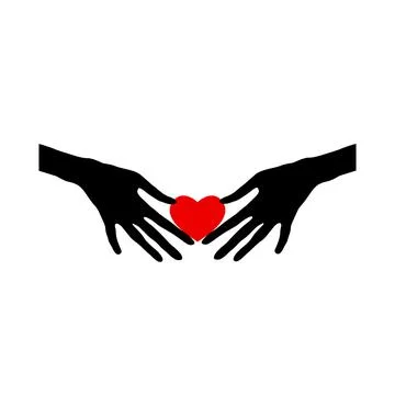 Two hands holding a heart Stock Illustration