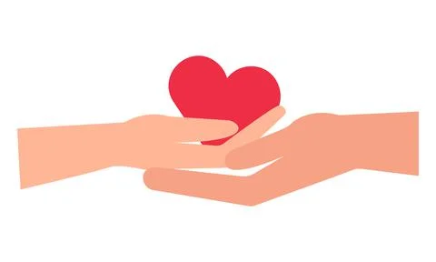 Two hands holding heart Stock Illustration
