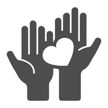 Two hands holding heart solid icon, dating concept, couple holds heart vector Stockillustratie