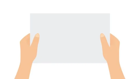Two hands holding horizontal paper flat animation with smooth motion. Stock Footage 318618246