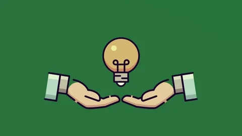 Two hands holding a light bulb on Green Screen motion design colorful Stock Footage 337340105