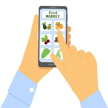 Two hands holding a phone. Vector illustration Stock Illustration