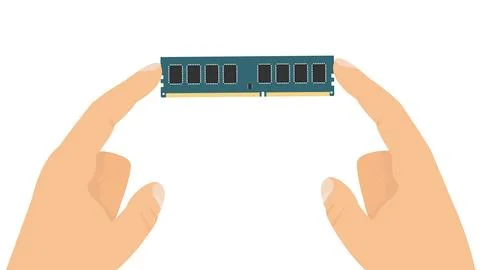 Two Hands Holding RAM Stick - Computer Memory Care and Installation Stock Illustration