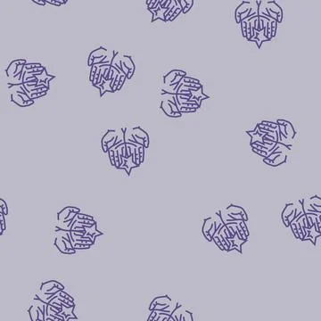 Two hands holding star line seamless pattern Stock Illustration