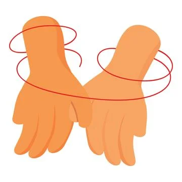 Two hands holding together connected by red thread of fate Stock Illustration