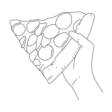 Two hands holding two fried onion rings in front of each other. Body part line a Stock Illustration