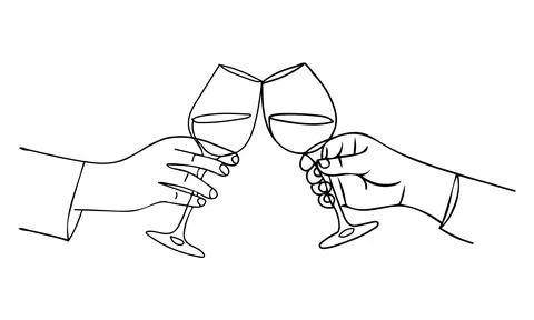 Two hands holding wine glasses clinking celebration toast Stock Illustration