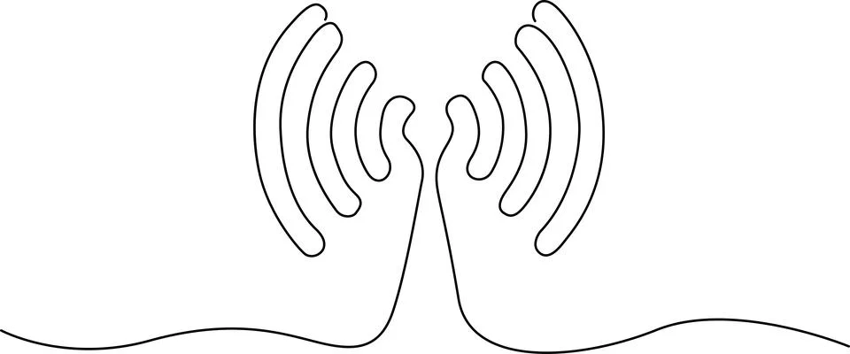 Two hands holding wireless signals Vector Illustrazione stock