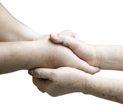 Two hands of human touching together, Foto stock