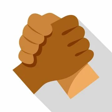 Two hands interlocking symbolizing diversity and strong agreement 스톡 일러스트