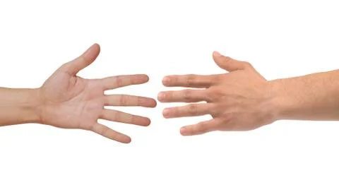 Two hands isolated on white background Stock Photos