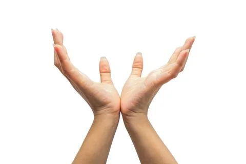 Two hands isolated on white background Stock Photos