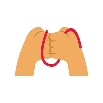 Two hands linked by red string expressing connection Stock Illustration