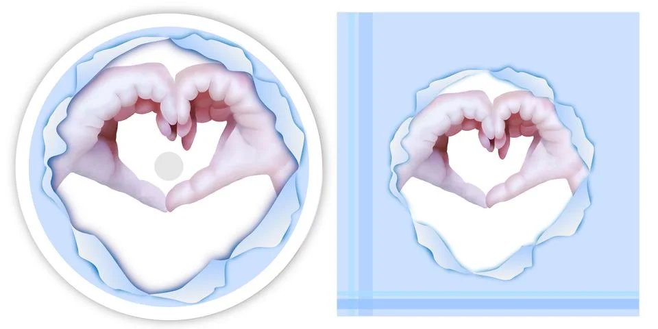 Two Hands Make Heart Shape on CD and DVD Template Foto stock