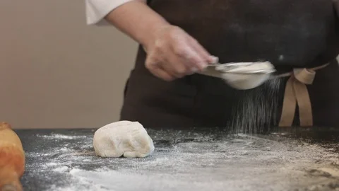 Two hands making dough for meat dumplings. Stock Footage 74517537