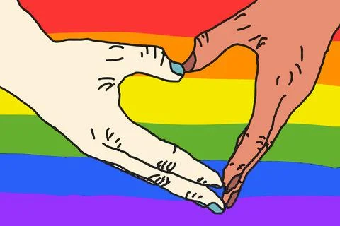 Two hands making a heart shape Stock Illustration