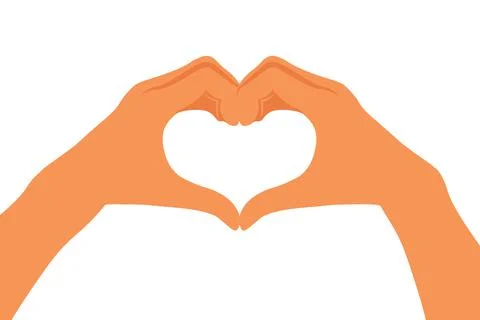 Two hands making heart sign. Love, romantic relationship concept. Isolated ve Stock Illustration