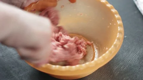Two hands making meat dumplings Stock-Footage 74343437