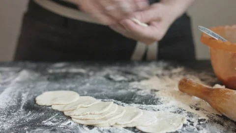 Two hands making meat dumplings. Vidéo 74519183
