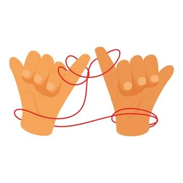 Two hands making pinky promise with red thread connected Stock Illustration