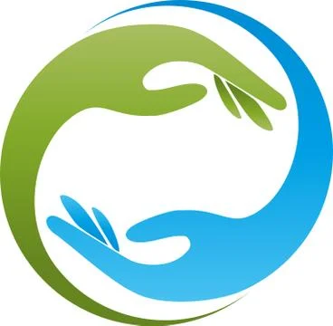 Two hands, massage and helper logo Stock Illustration