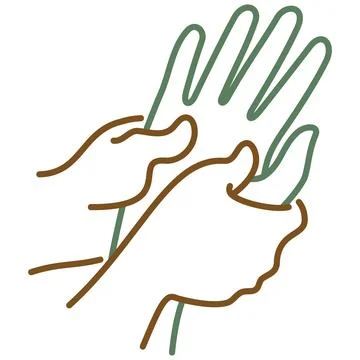 Two hands massaging another person hand. Vector bicolor outline icon Stock Illustration
