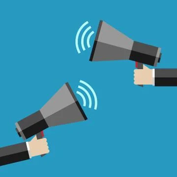 Two hands with megaphones Stock Illustration