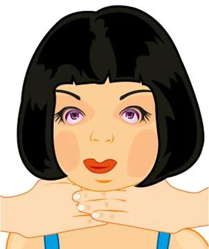 Two hands on neck of the young beautiful girl Stock Illustration
