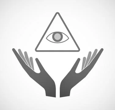 Two hands offering an all seeing eye Stock Illustration